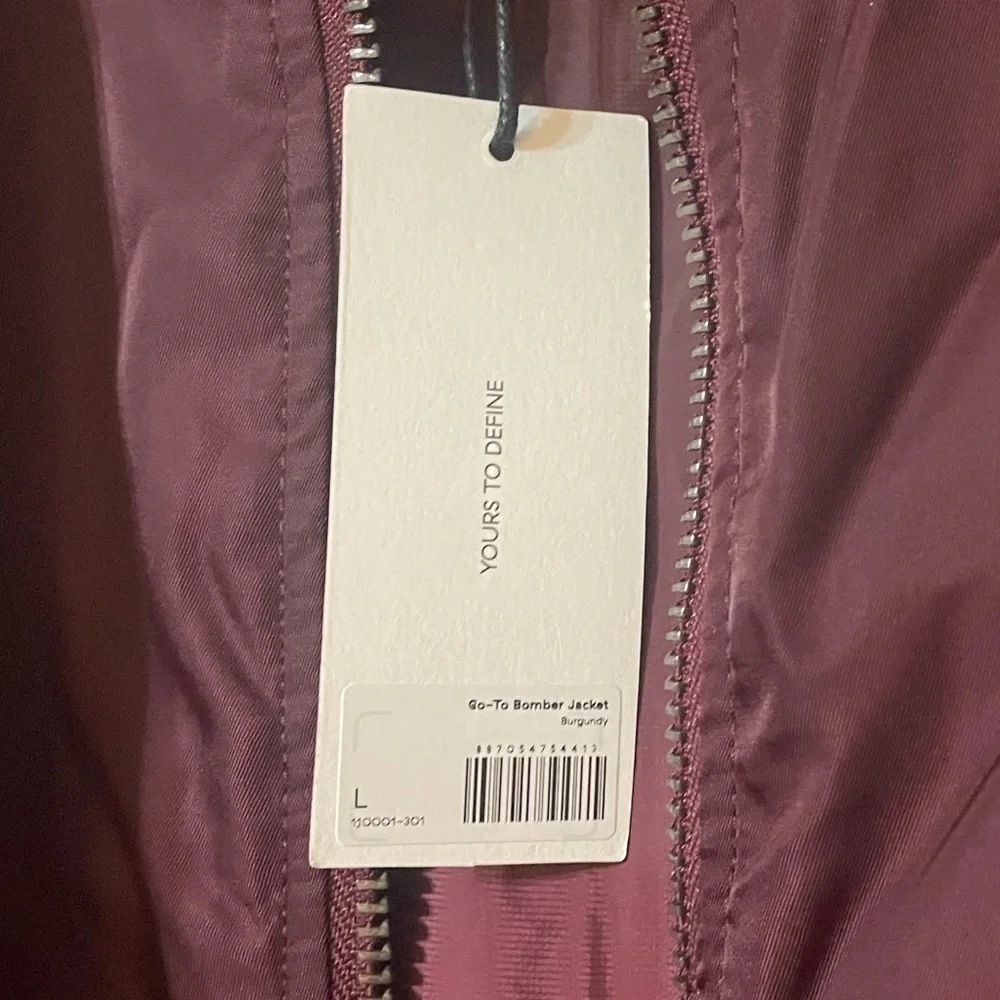 LABEL Unisex Go To Burgundy Bomber Jacket Double Zipper Lots of Pockets